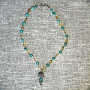 Turquoise, citrine & sterling silver necklace.